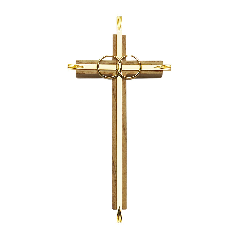 Wedding Cross - 7 1/2 inch Oak & Metal