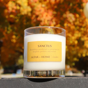 Sanctus Scented Candle – Bergamot, Gardenia & Coconut | 5.5 oz Coconut Soy Wax | Made in USA