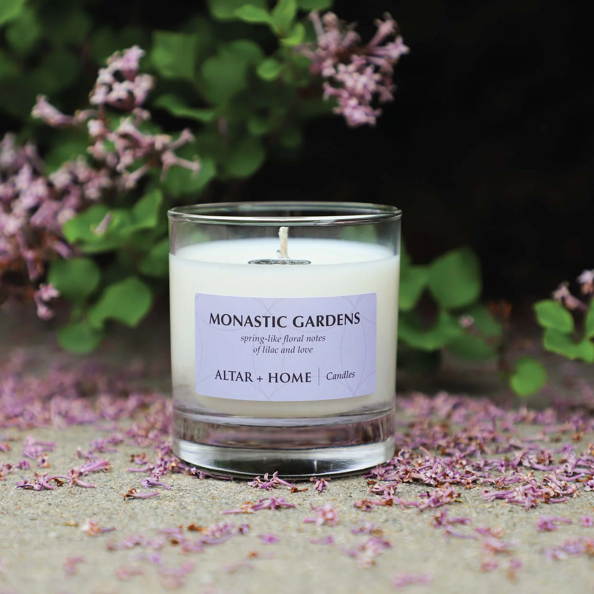 Monastic Gardens Scented Candle – Lilac & Floral | 5.5 oz Coconut Soy Wax | Made in USA