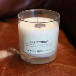 Scriptorium Scented Candle – Teakwood, Cedar & Leather | 5.5 oz Coconut Soy Wax | Made in USA