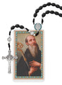Black Wood St. Benedict Rosary with Holy Card