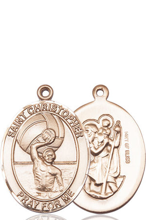 St. Christopher Men's Water Polo Medal, 1 x 3/4 Inch