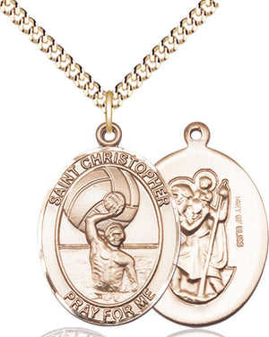 St. Christopher Men's Water Polo Medal, 1 x 3/4 Inch