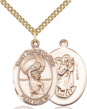 St. Christopher Men's Water Polo Medal, 1 x 3/4 Inch