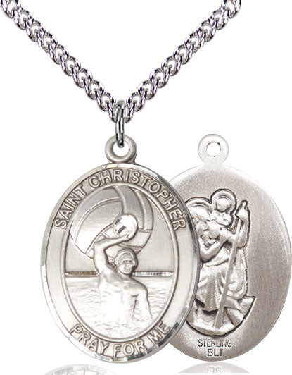 St. Christopher Men's Water Polo Medal, 1 x 3/4 Inch