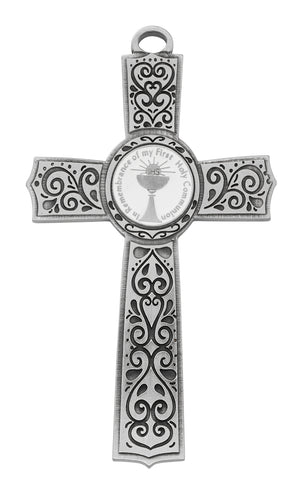 White Filigree First Communion Wall Cross