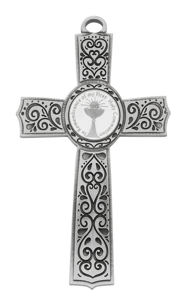 White Filigree First Communion Wall Cross