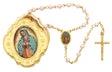 Gold Guadalupe Keepsake Box with Pearl Rosary