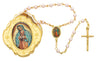 Gold Guadalupe Keepsake Box with Pearl Rosary