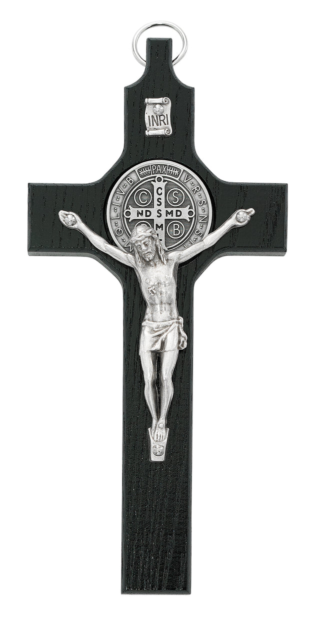 Black St. Benedict Crucifix with Silver Coin