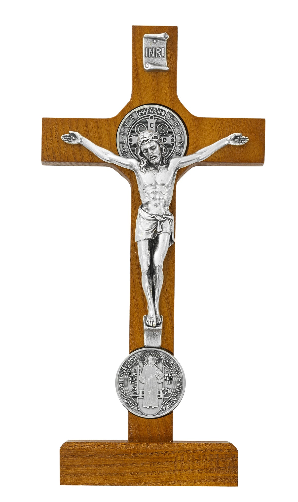 Standing St. Benedict Crucifix, Walnut or Black