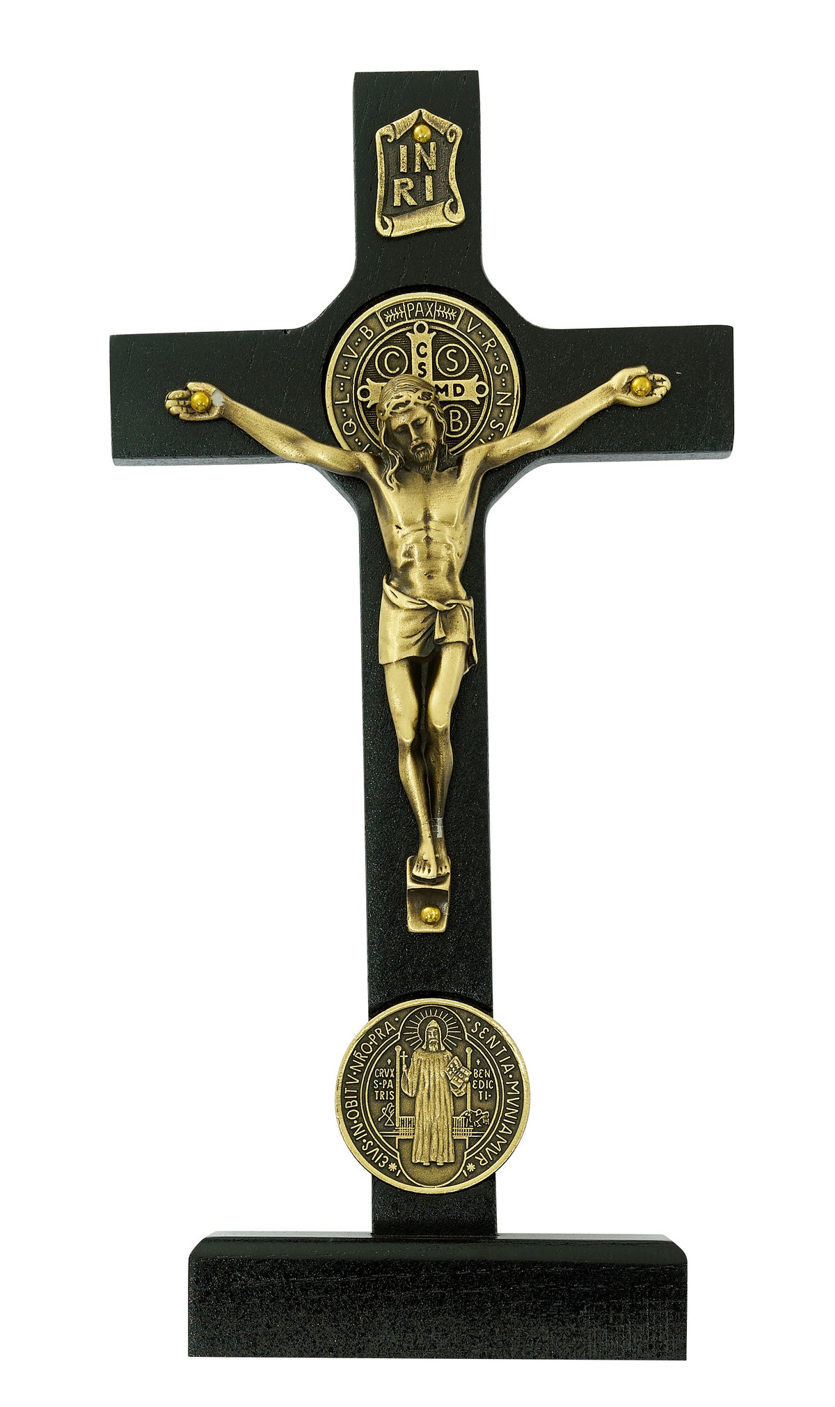Standing St. Benedict Crucifix, Walnut or Black