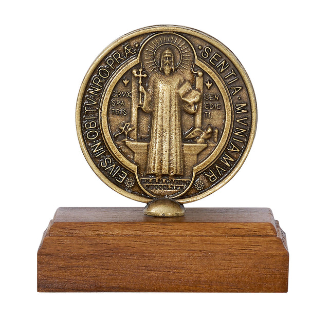St. Benedict Coin on Walnut Base