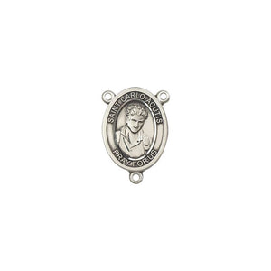 St. Carlo Acutis Rosary Centerpiece, Sterling Silver or Pewter