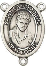 St. Carlo Acutis Rosary Centerpiece, Sterling Silver or Pewter
