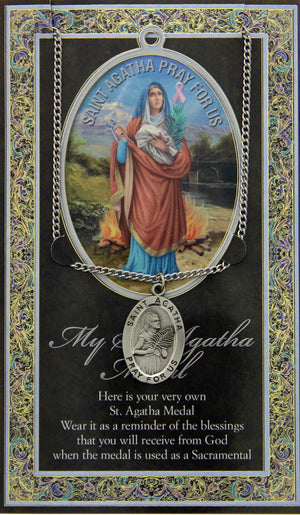 St. Agatha Medal in Pewter with Bi-Fold Prayer Card