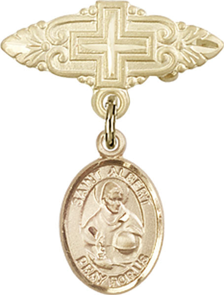 St. Albert the Great Charm and Badge Pin with Cross