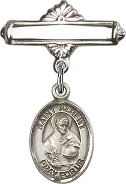 St. Albert the Great Charm and Polished Engravable Badge Pin