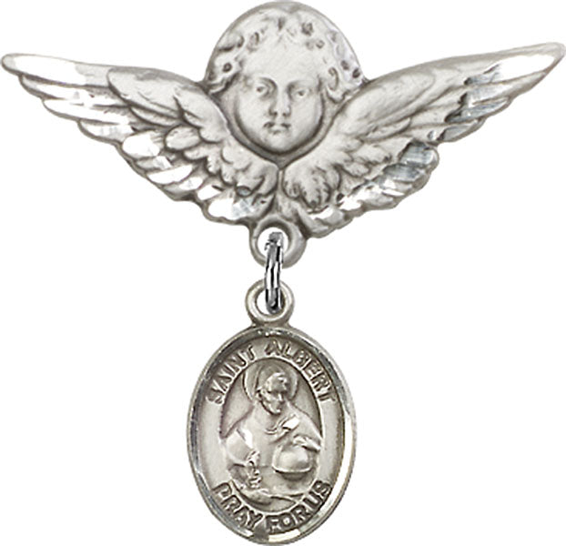 St. Albert the Great Charm and Angel with Larger Wings Badge Pin