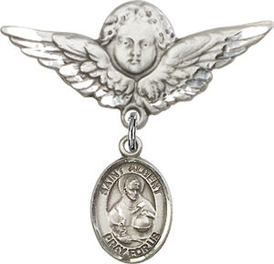 St. Albert the Great Charm and Angel with Larger Wings Badge Pin