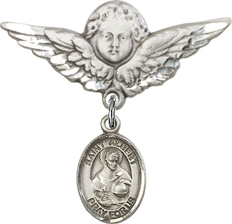 St. Albert the Great Charm and Angel with Larger Wings Badge Pin