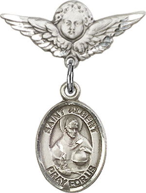 St. Albert the Great Charm and Angel with Smaller Wings Badge Pin