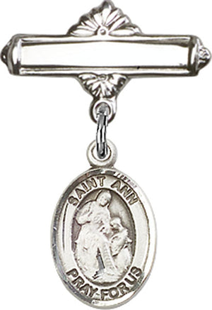 St. Ann Charm and Polished Engravable Badge Pin