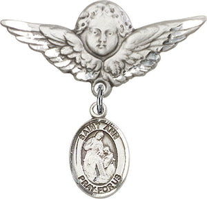 St. Ann Charm and Angel with Larger Wings Badge Pin