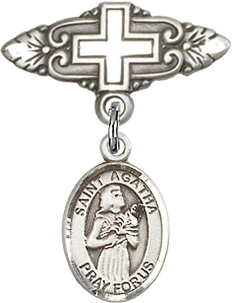 St. Agatha Charm and Badge Pin with Cross