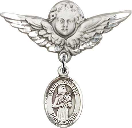 St. Agatha Charm and Angel with Larger Wings Badge Pin