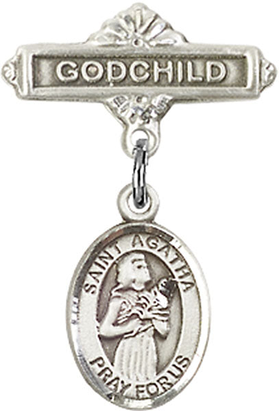 St. Agatha Charm and Godchild Badge Pin