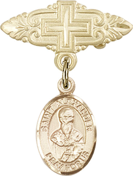 St. Alexander Sauli Charm and Badge Pin with Cross