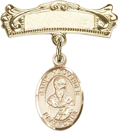 St. Alexander Sauli Charm and Arched Polished Engravable Badge Pin