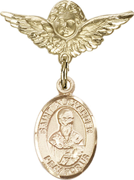 St. Alexander Sauli Charm and Angel with Smaller Wings Badge Pin