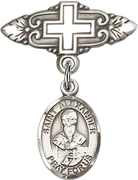 St. Alexander Sauli Charm and Badge Pin with Cross