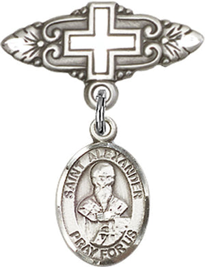 St. Alexander Sauli Charm and Badge Pin with Cross