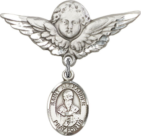 St. Alexander Sauli Charm and Angel with Larger Wings Badge Pin