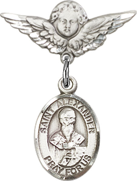 St. Alexander Sauli Charm and Angel with Smaller Wings Badge Pin