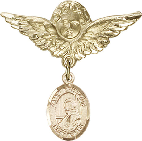 St. Benjamin Charm and Angel with Larger Wings Badge Pin