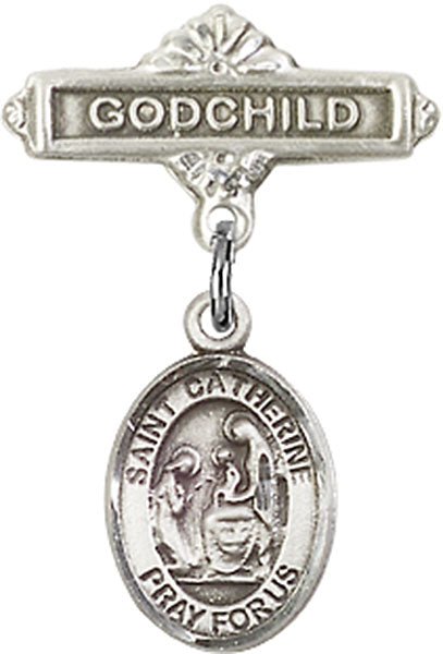 St. Catherine of Siena Charm and Godchild Badge Pin