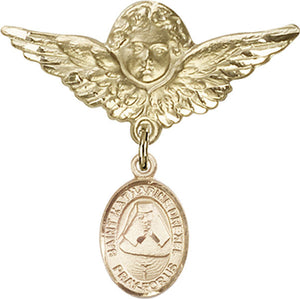 St. Katherine Drexel Charm and Angel with Larger Wings Badge Pin