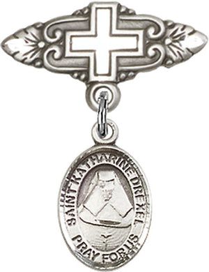 St. Katherine Drexel Charm and Badge Pin with Cross