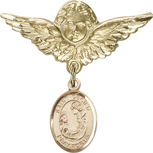 St. Cecilia Charm and Angel with Larger Wings Badge Pin