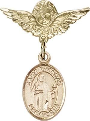St. Brendan the Navigator Charm and Angel with Smaller Wings Badge Pin