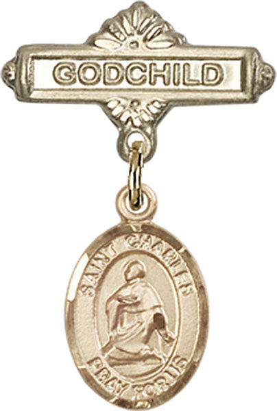 St. Charles Borromeo Charm and Godchild Badge Pin