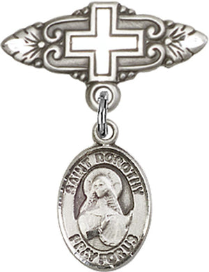 St. Dorothy Charm and Badge Pin with Cross