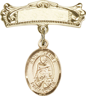 St. Daniel Charm and Arched Polished Engravable Badge Pin