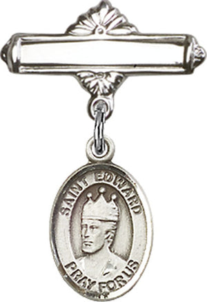 St. Edward the Confessor Charm and Polished Engravable Badge Pin