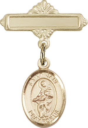 St. Jane of Valois Charm and Polished Engravable Badge Pin
