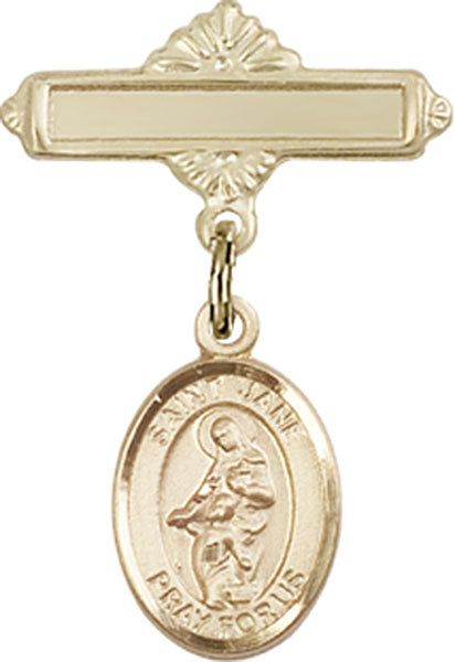 St. Jane of Valois Charm and Polished Engravable Badge Pin